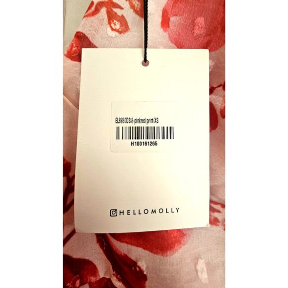 Hello Molly Like Bee To Honey Pink Red Dress, Balloon sleeves, US SZ 2 - Picture 8 of 11